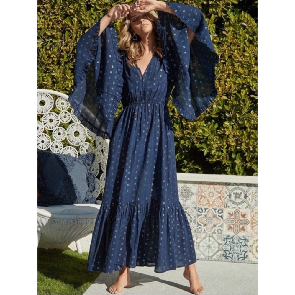 PQ Swim | NWOT Amber Maxi Dress in Sapphire/Silver, Size M/L